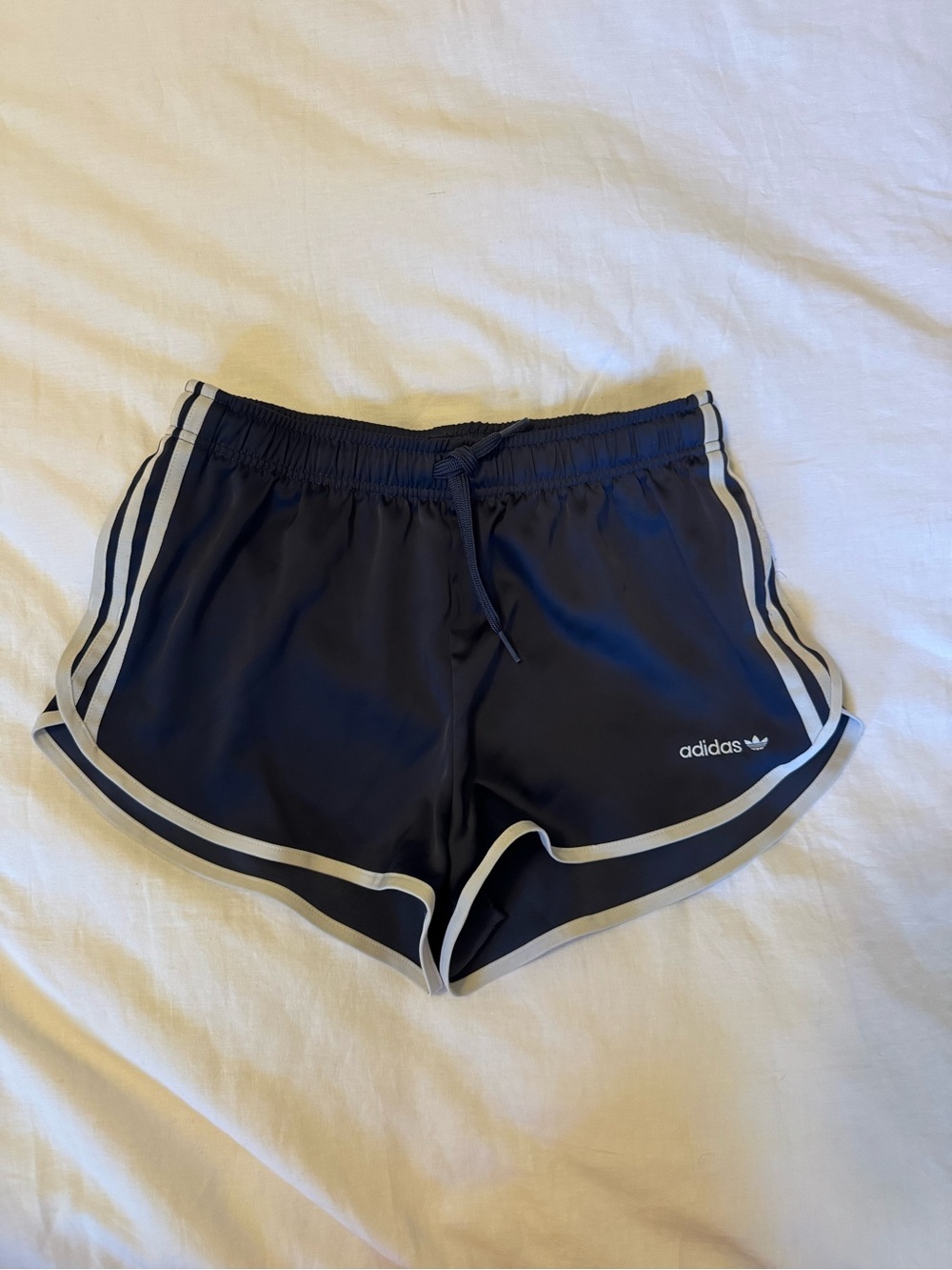 adidas Navy Athletic Shorts with White Trim